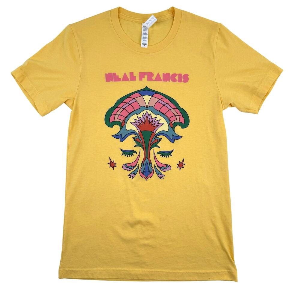 Neal Francis Band T Shirt Cotton Blend Slim S Yellow Psychedelic Graphic Tee